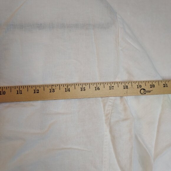 Chico's Linen Blazer Women's XL White Ruched Front Eyelet Mother of Pearl Button - Picture 14 of 15